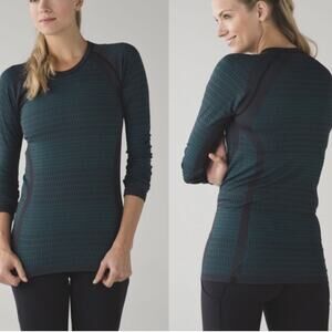 Lululemon About That Base Long Sleeve Knit Top Teal Gray Size 12